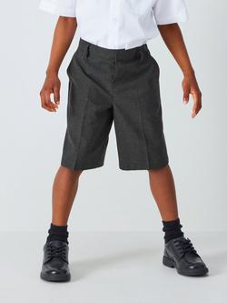 John Lewis Boys' Adjustable Waist Cargo School Shorts, Pack of 2, Grey Mid - view 2, Grey Mid