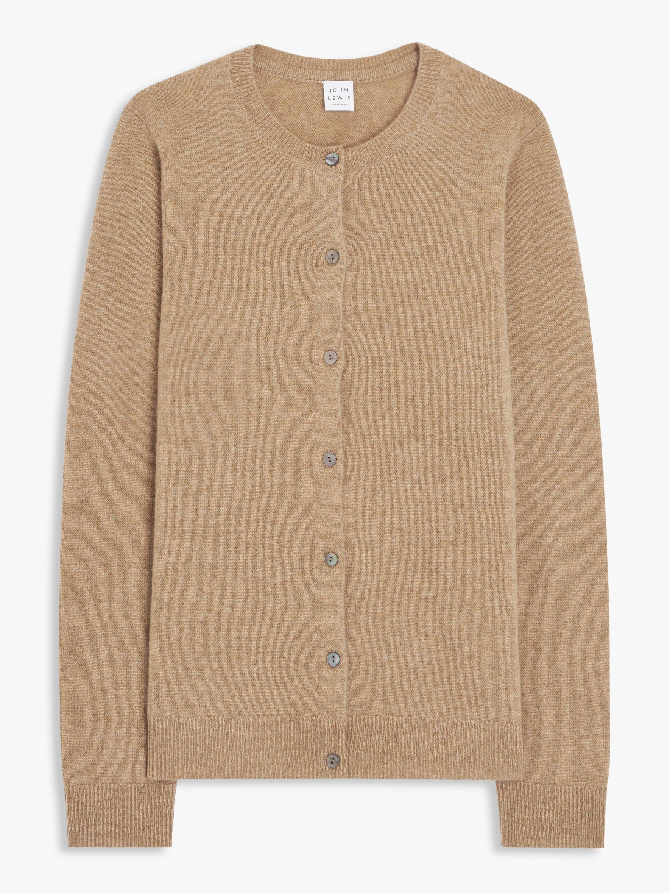 Product image 4 of 6, which shows John Lewis Cashmere Crew Neck Cardigan, Neutral, 8
