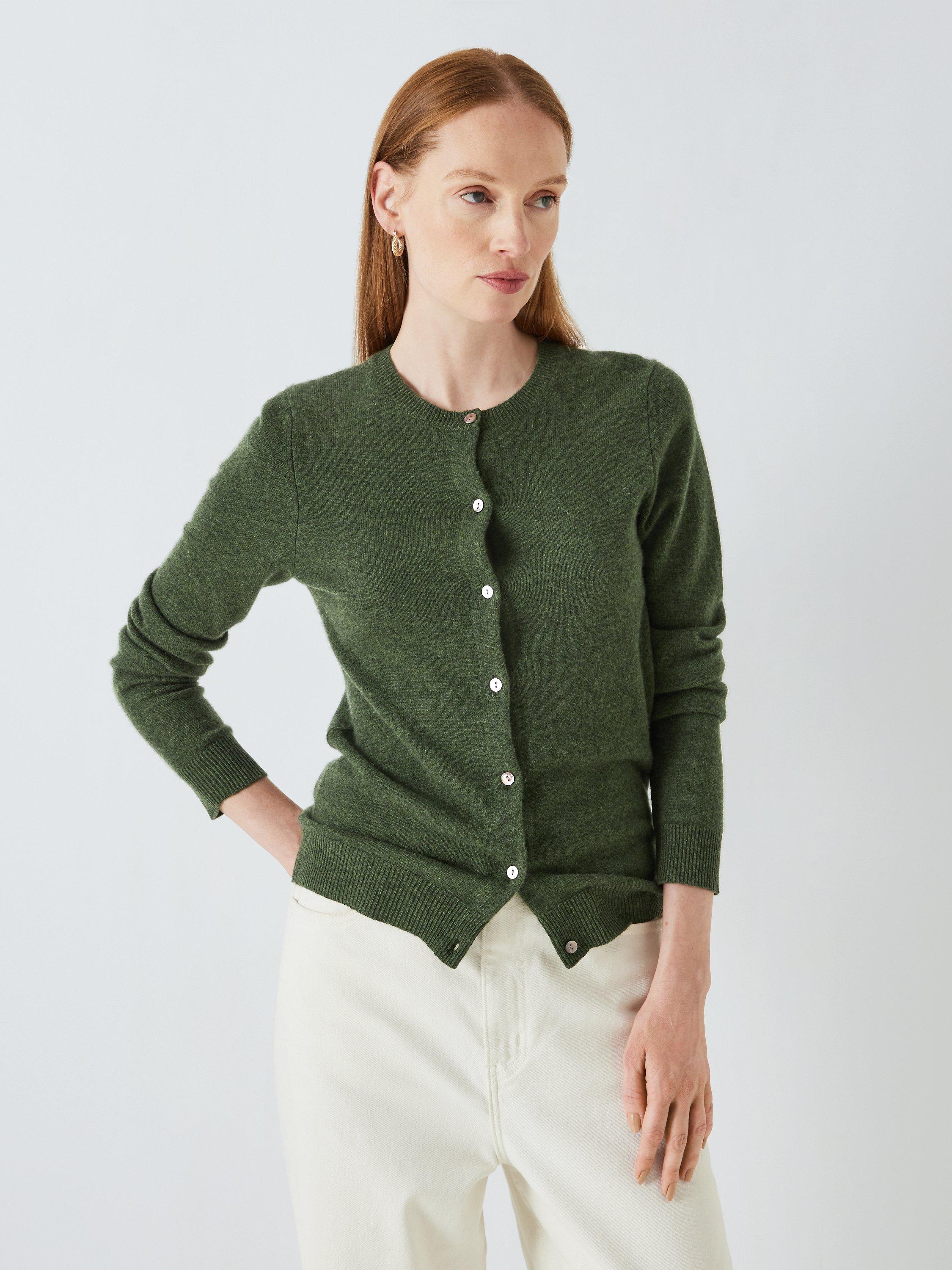 John Lewis Cashmere Crew Neck Cardigan Khaki