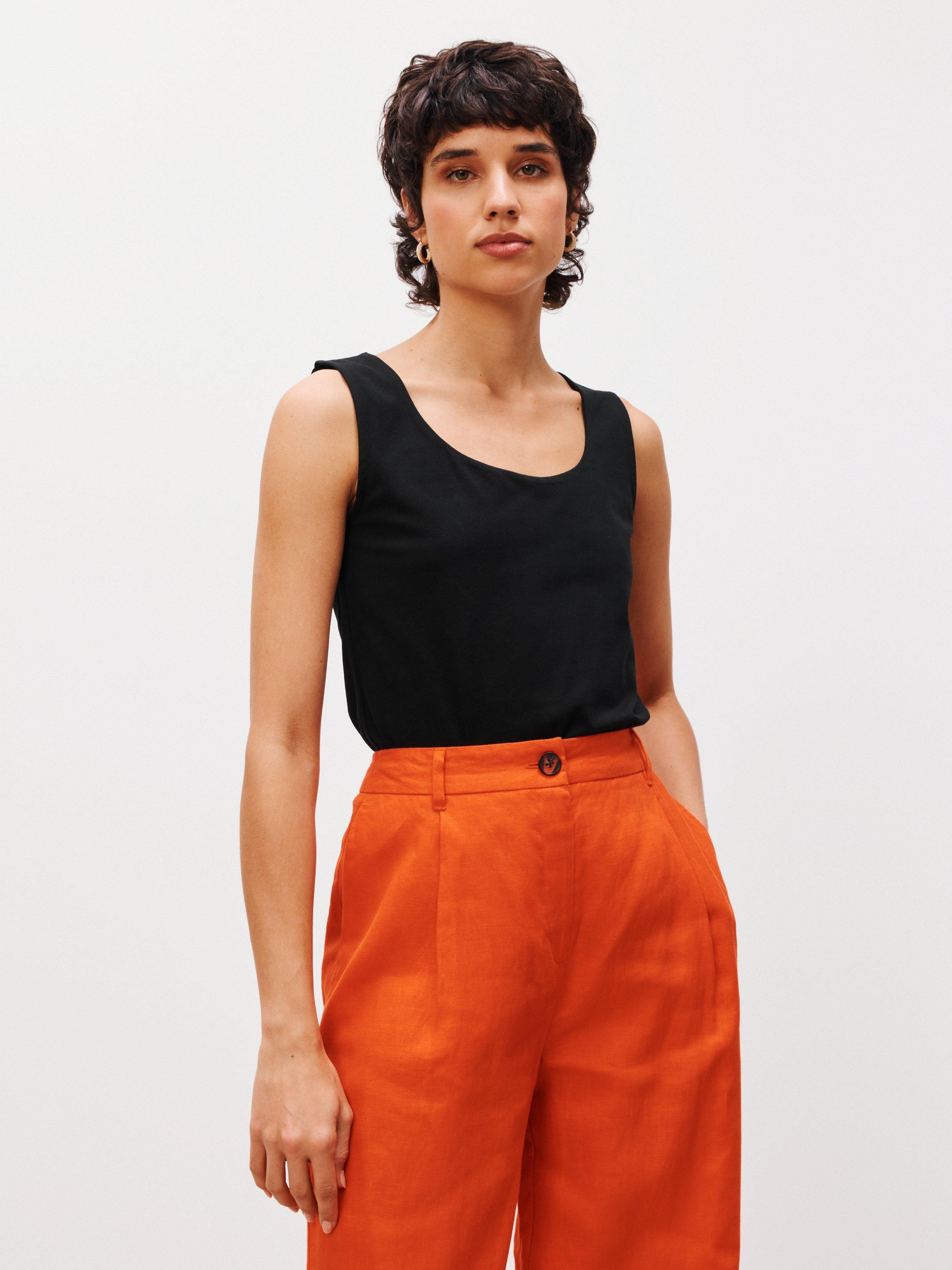 John Lewis Double Front Tank Top, Black
