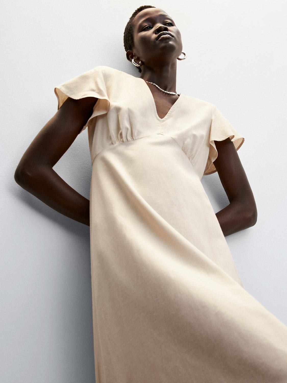 Mango Mogambol H Midi Dress, Light Beige