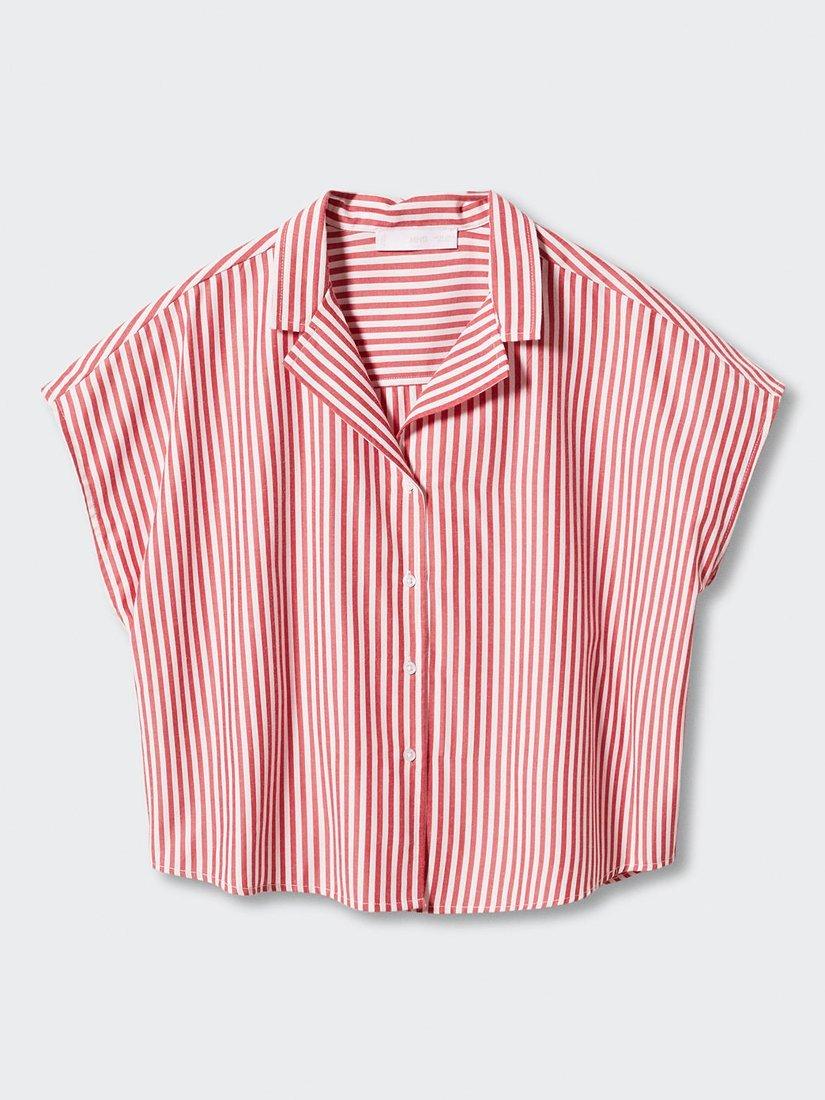 Mango Stripe Crop Blouse, Red