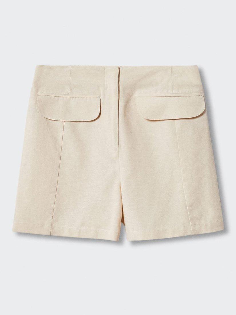 Mango Mogambo Linen Blend Shorts, Beige