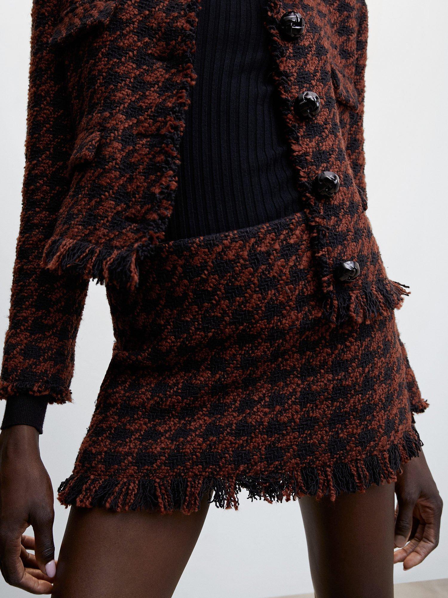 Mango Dogtooth Mini Skirt, Orange