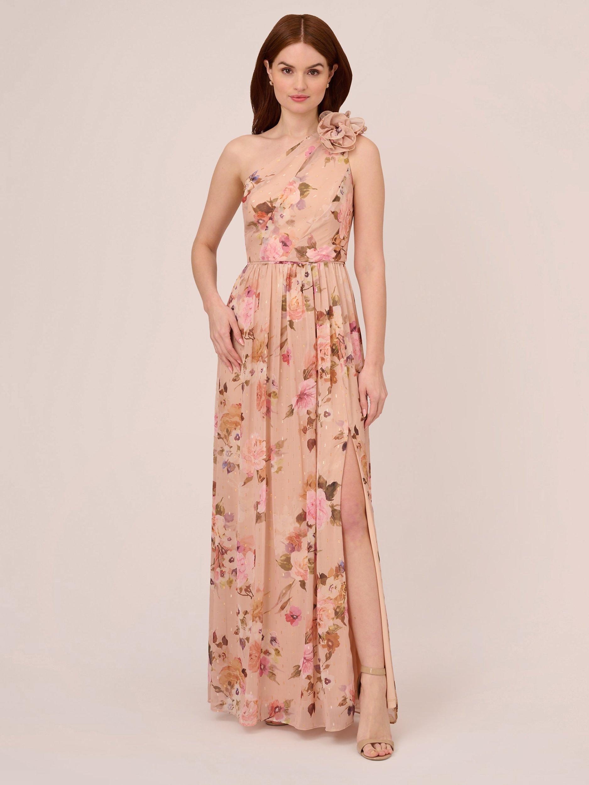 Adrianna Papell One Shoulder Chiffon Gown