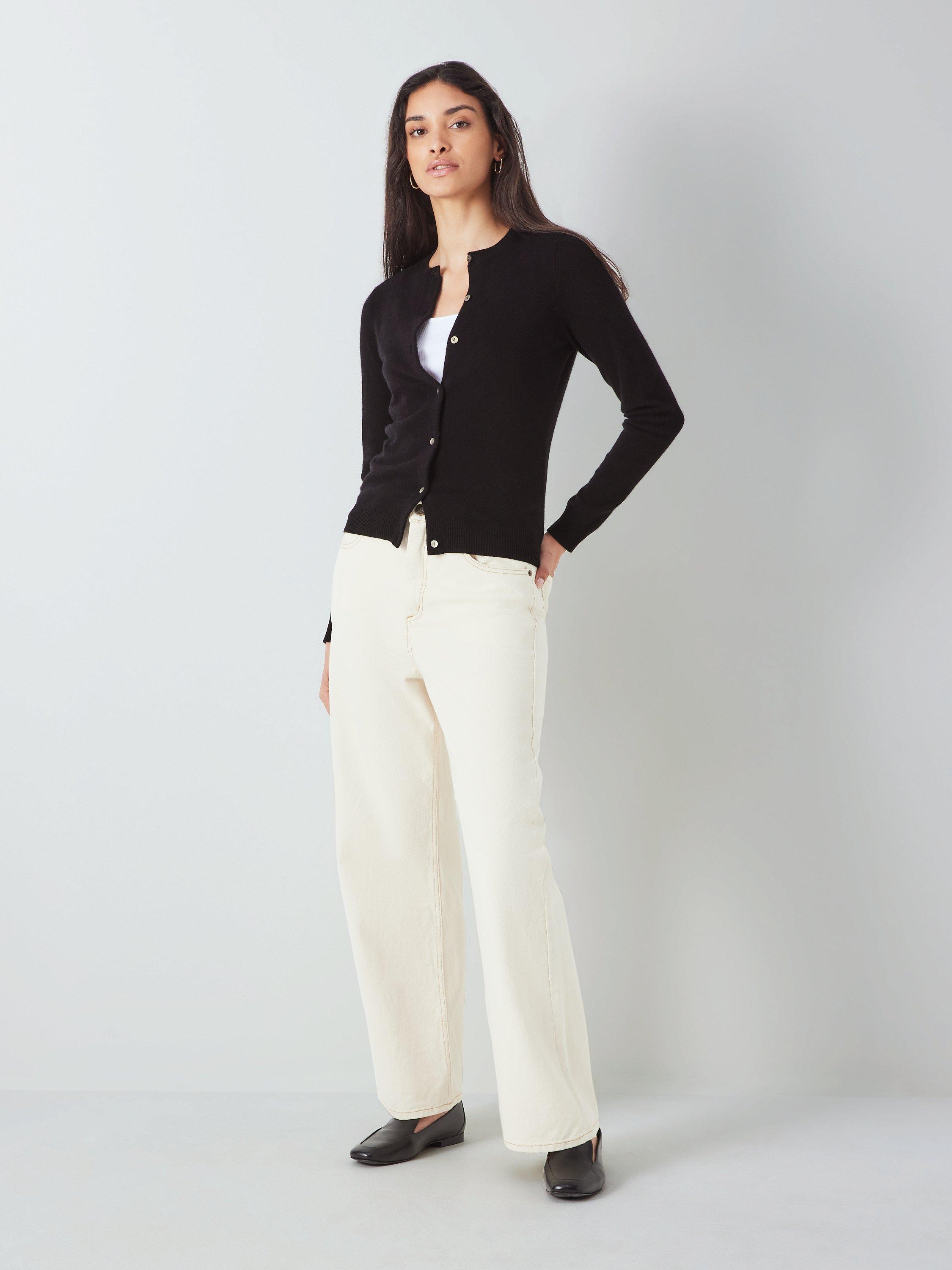 Product image 3 of 6, which shows John Lewis Cashmere Crew Neck Cardigan, Black, 10