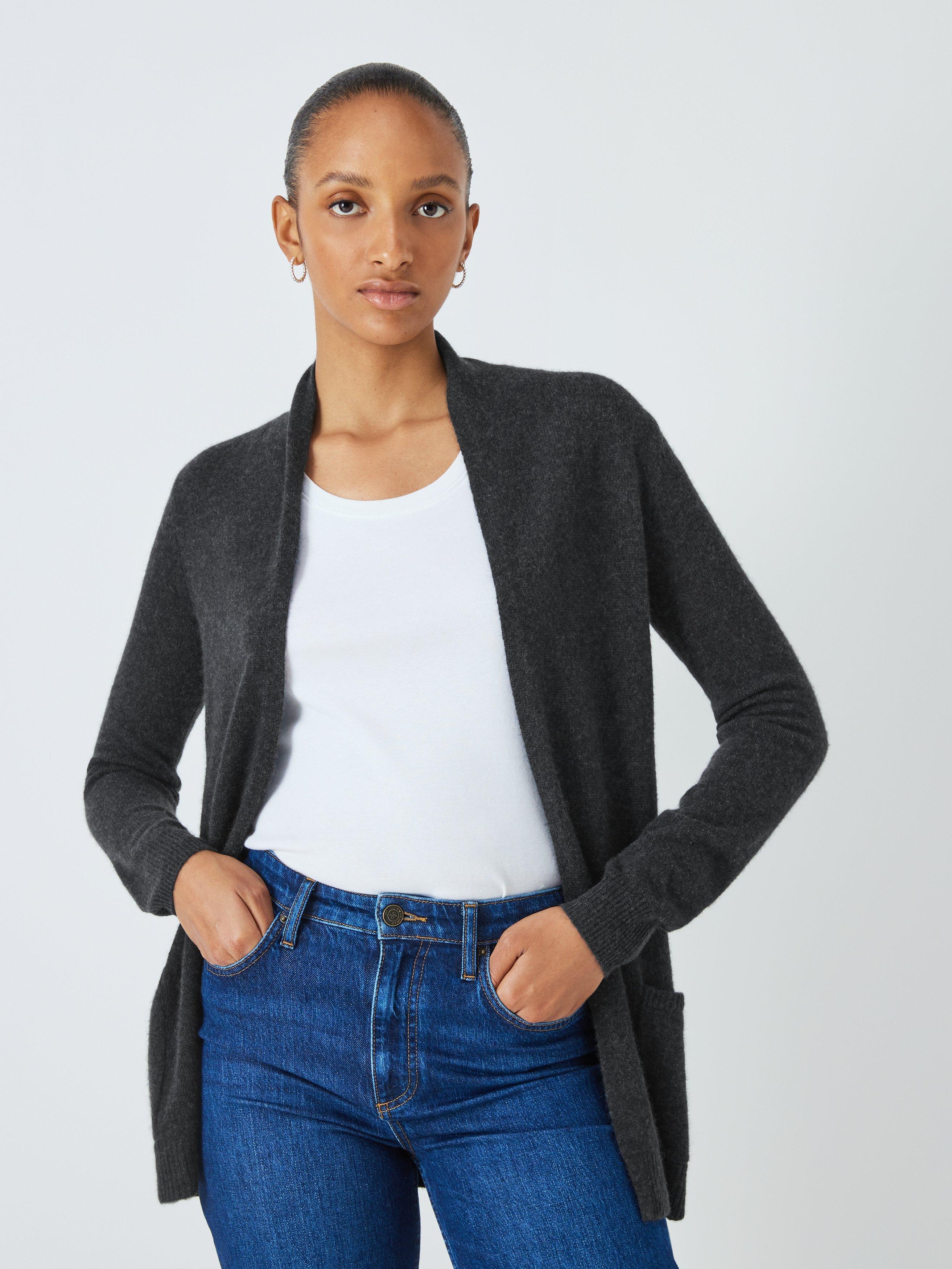 John Lewis Ultra Light Edge to Edge Cashmere Cardigan Charcoal