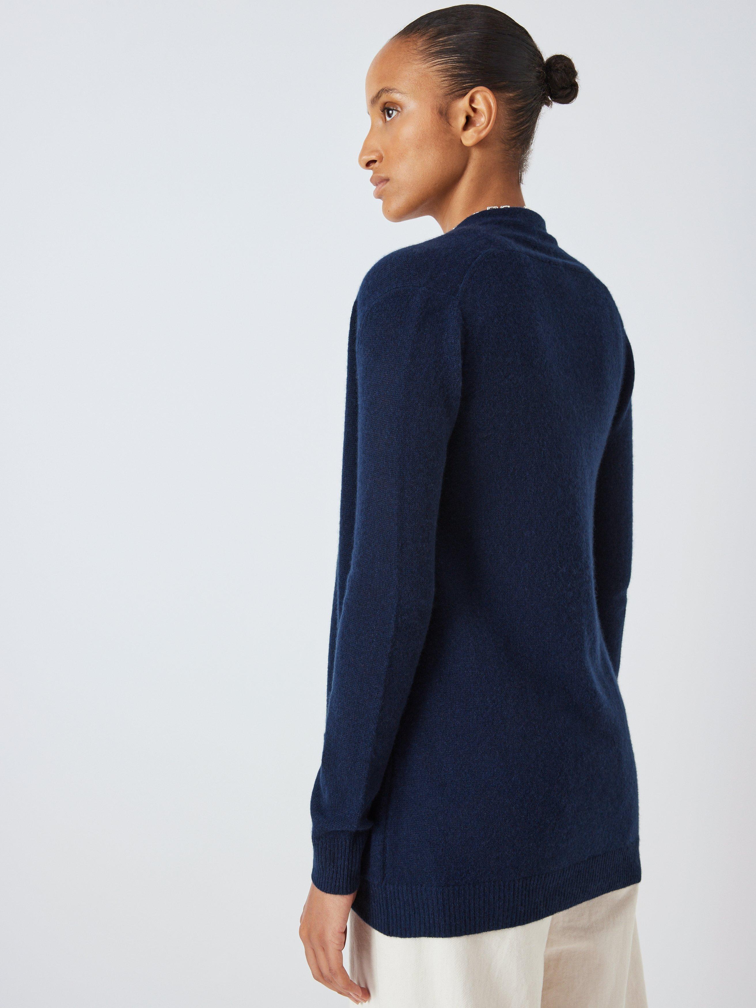 John Lewis Ultra Light Edge to Edge Cashmere Cardigan, Navy, XS