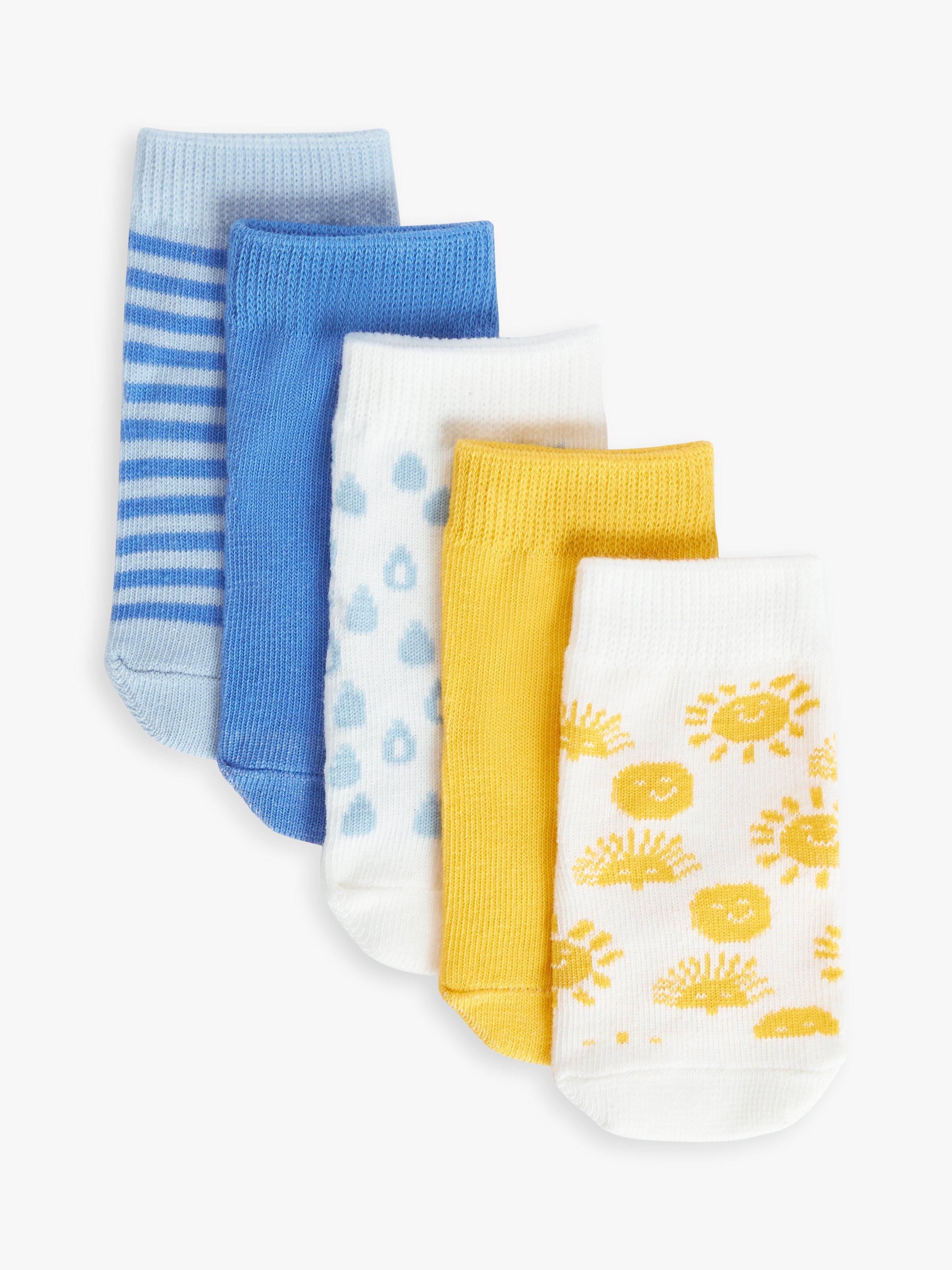 John Lewis ANYDAY Baby Sun, Rain & Stripe Organic Cotton Socks, Pack of 5, Multi