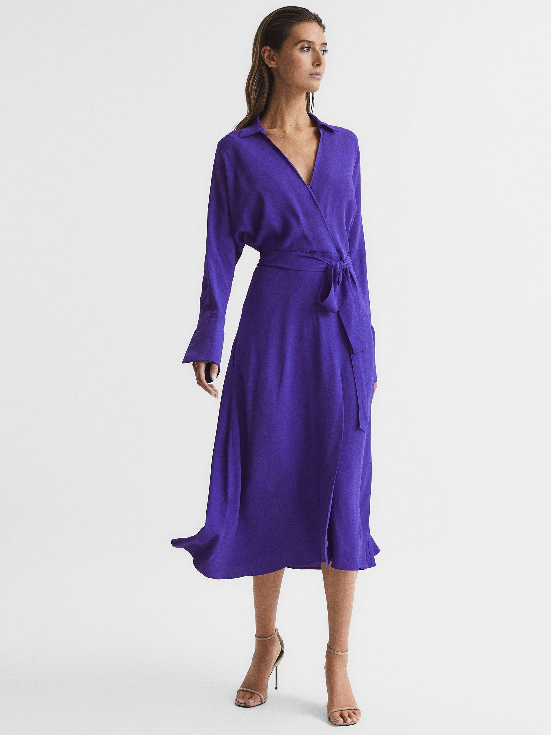 Reiss Cecily Midi Wrap Dress, Purple