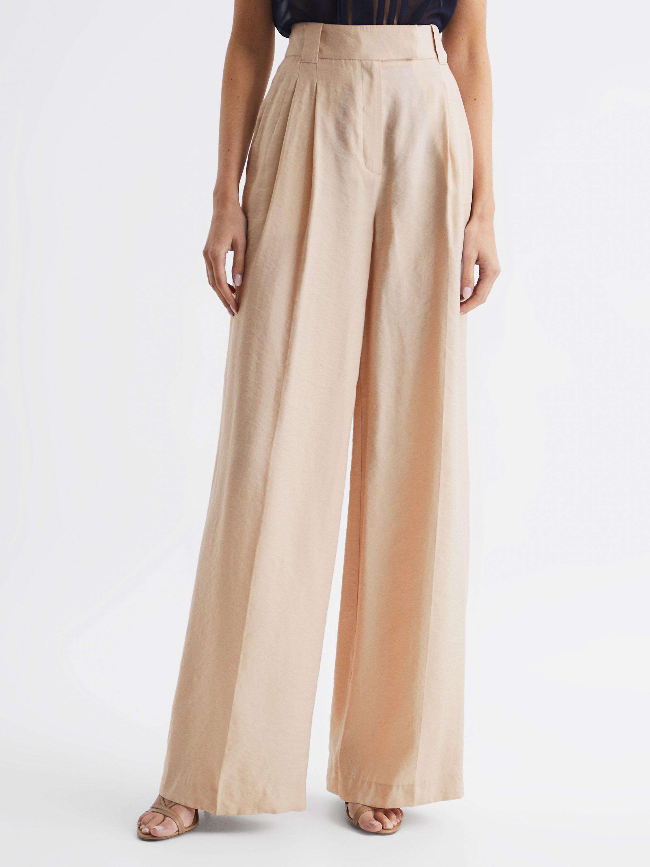 Reiss Izzie Wide Leg Trousers, Nude