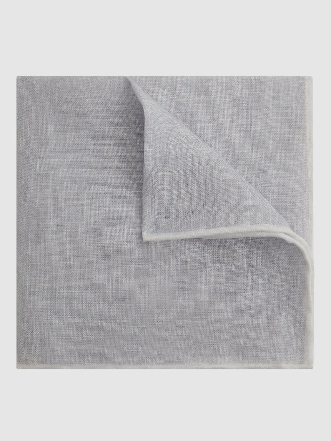 Reiss Piazza Linen Pocket Square, Ice Melange