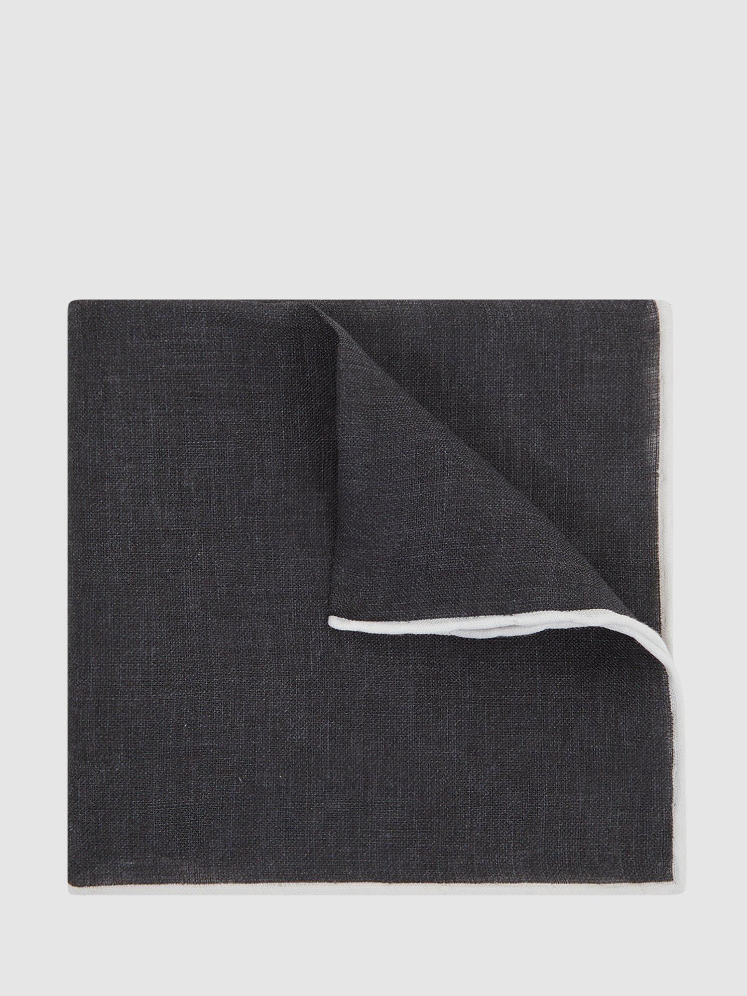 Reiss Piazza Linen Pocket Square, Navy