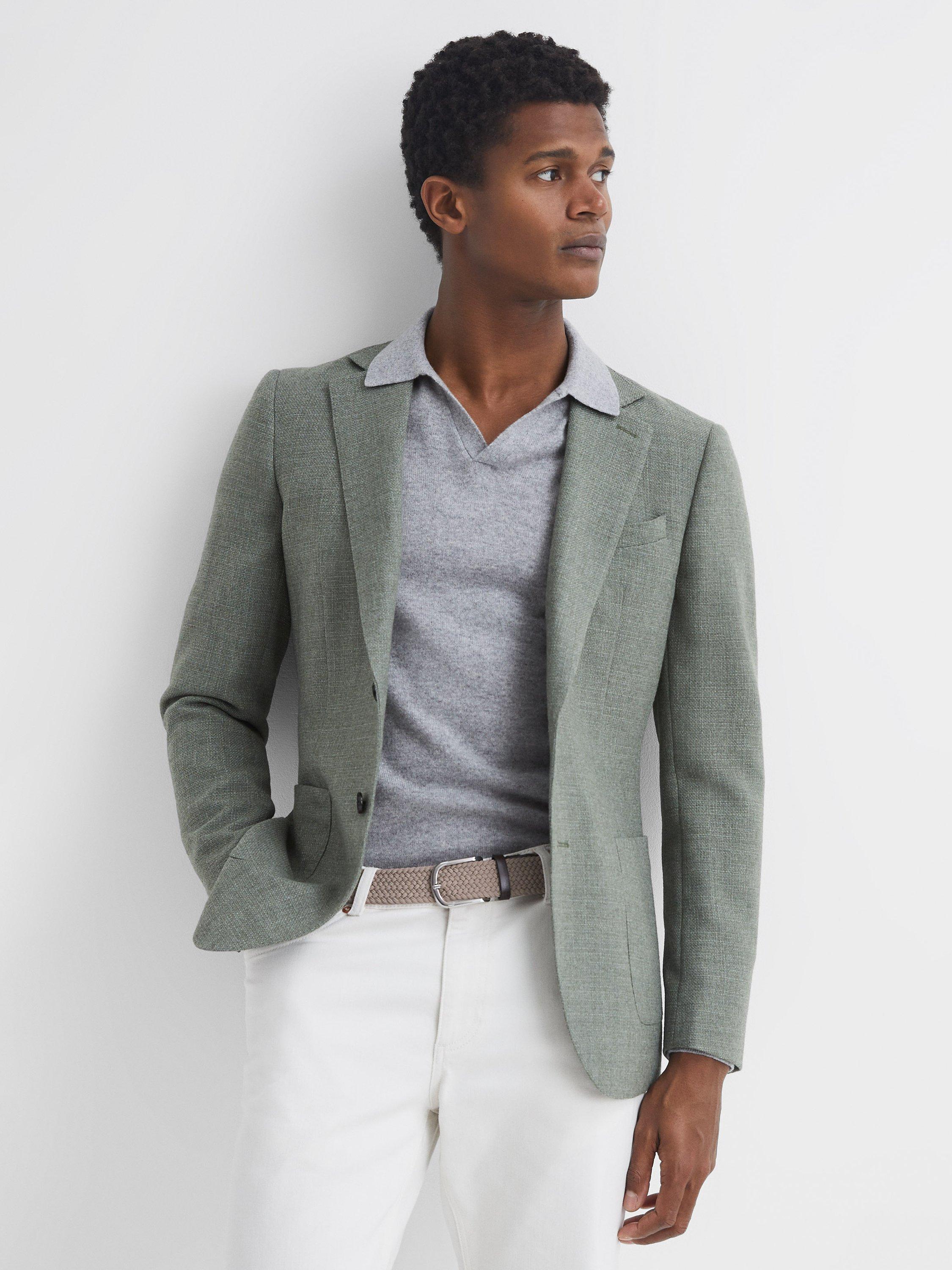 Product image 2 of 4, which shows Reiss Elmont Woven Belt, Stone, 28R