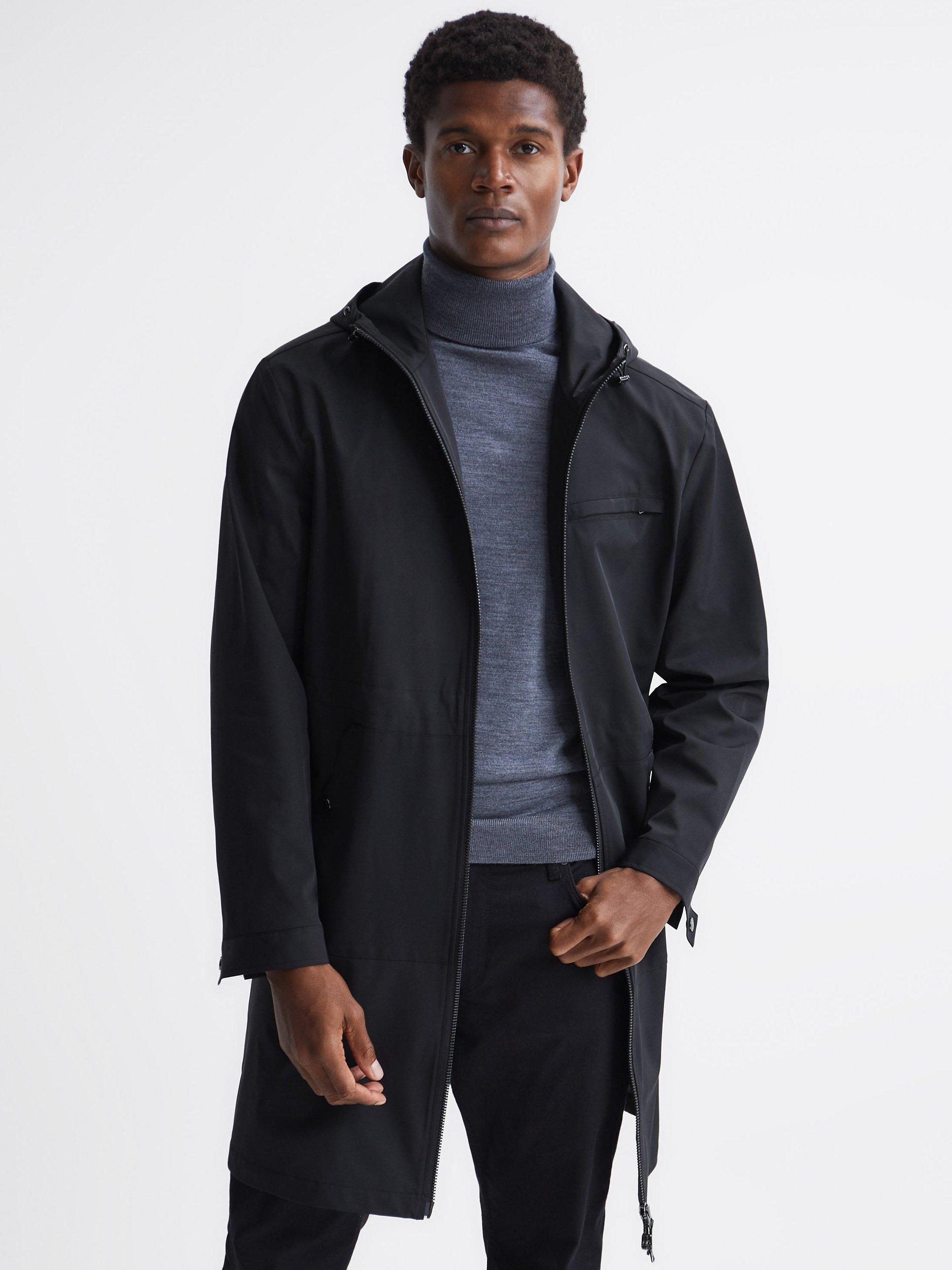 Reiss Sidahn Hooded Parker Jacket, Black