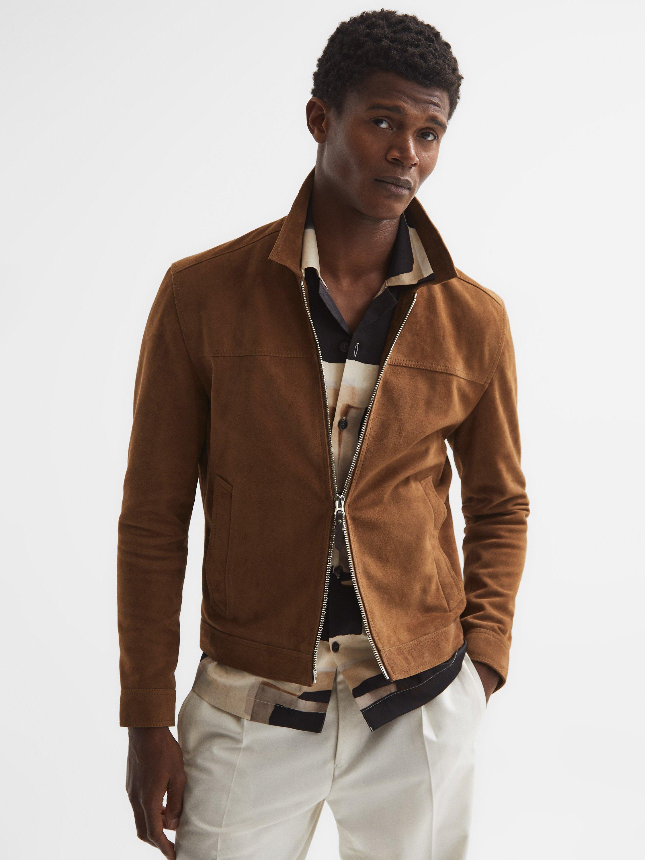 Reiss Riley Suede Jacket, Tobacco