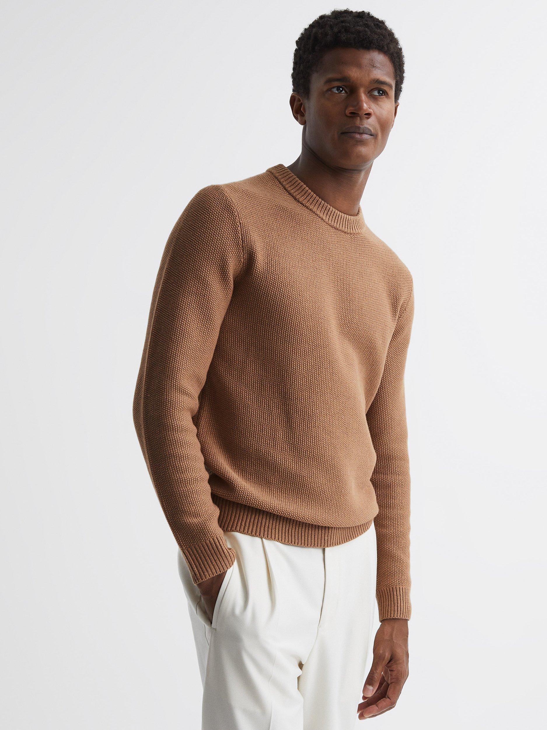 Reiss Cole Textured Jumper, Camel