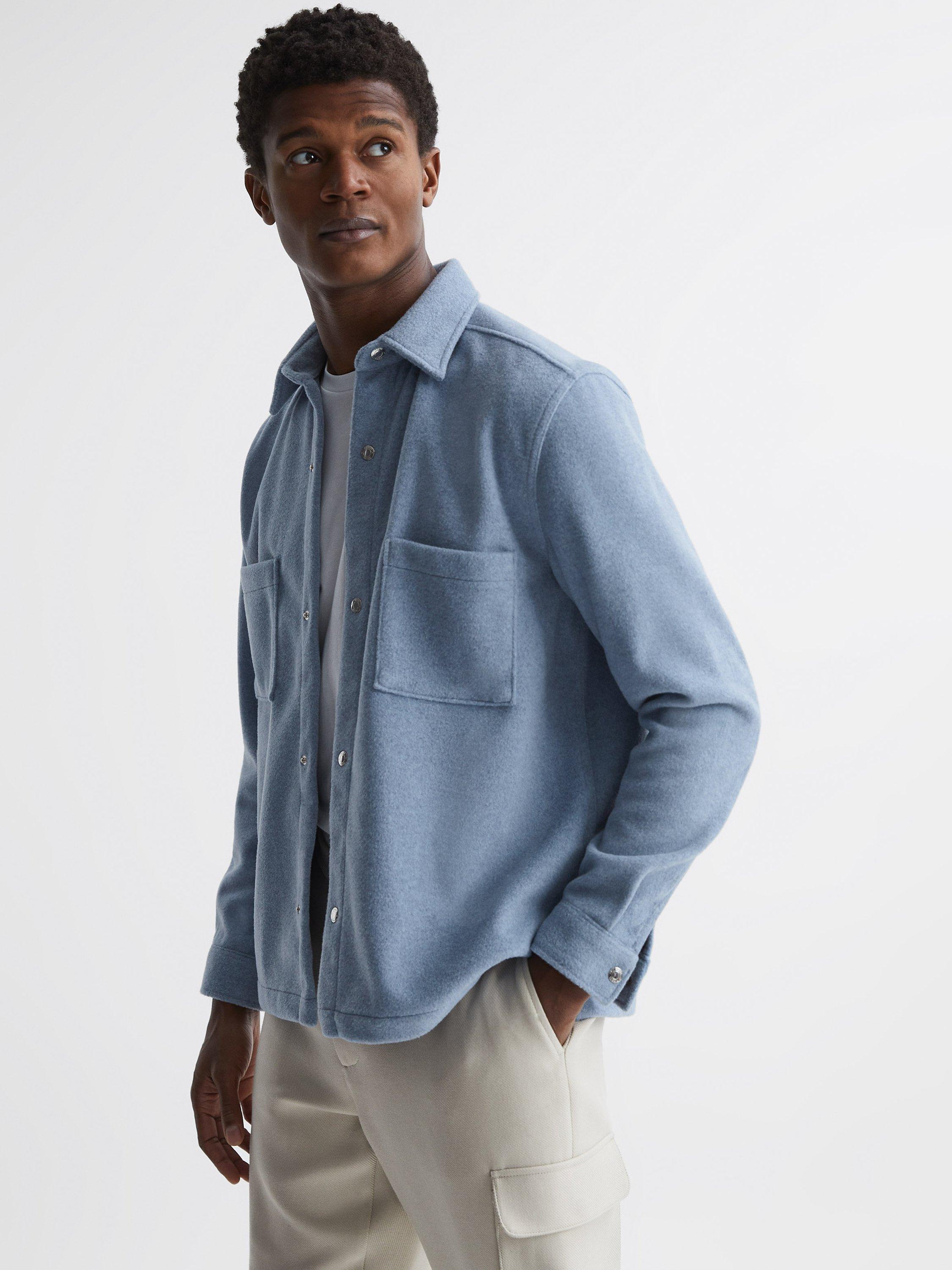 Reiss Press Stud Brushed Overshirt