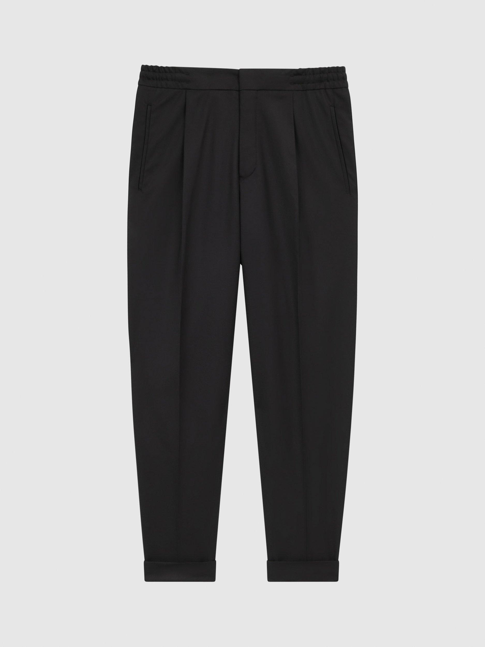 Product image 3 of 5, which shows Reiss Brighton Pleated Slim Trousers, Black, 36R
