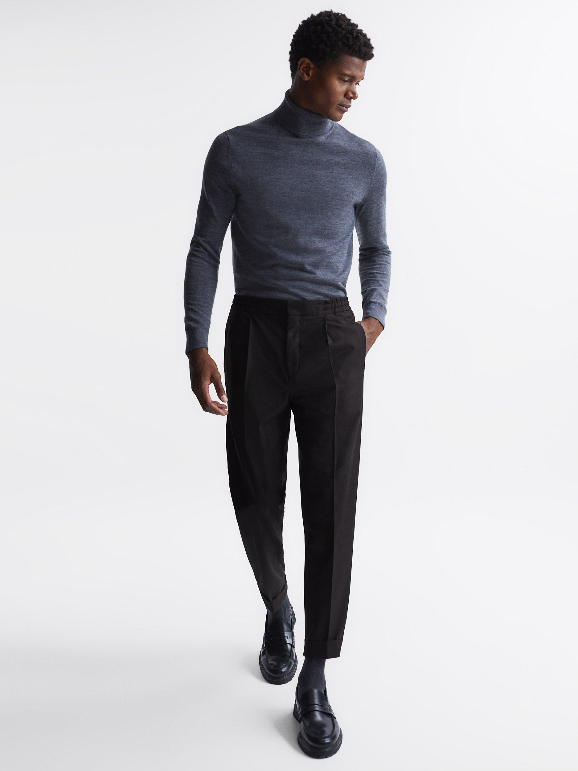 Product image 4 of 5, which shows Reiss Brighton Pleated Slim Trousers, Black, 36R
