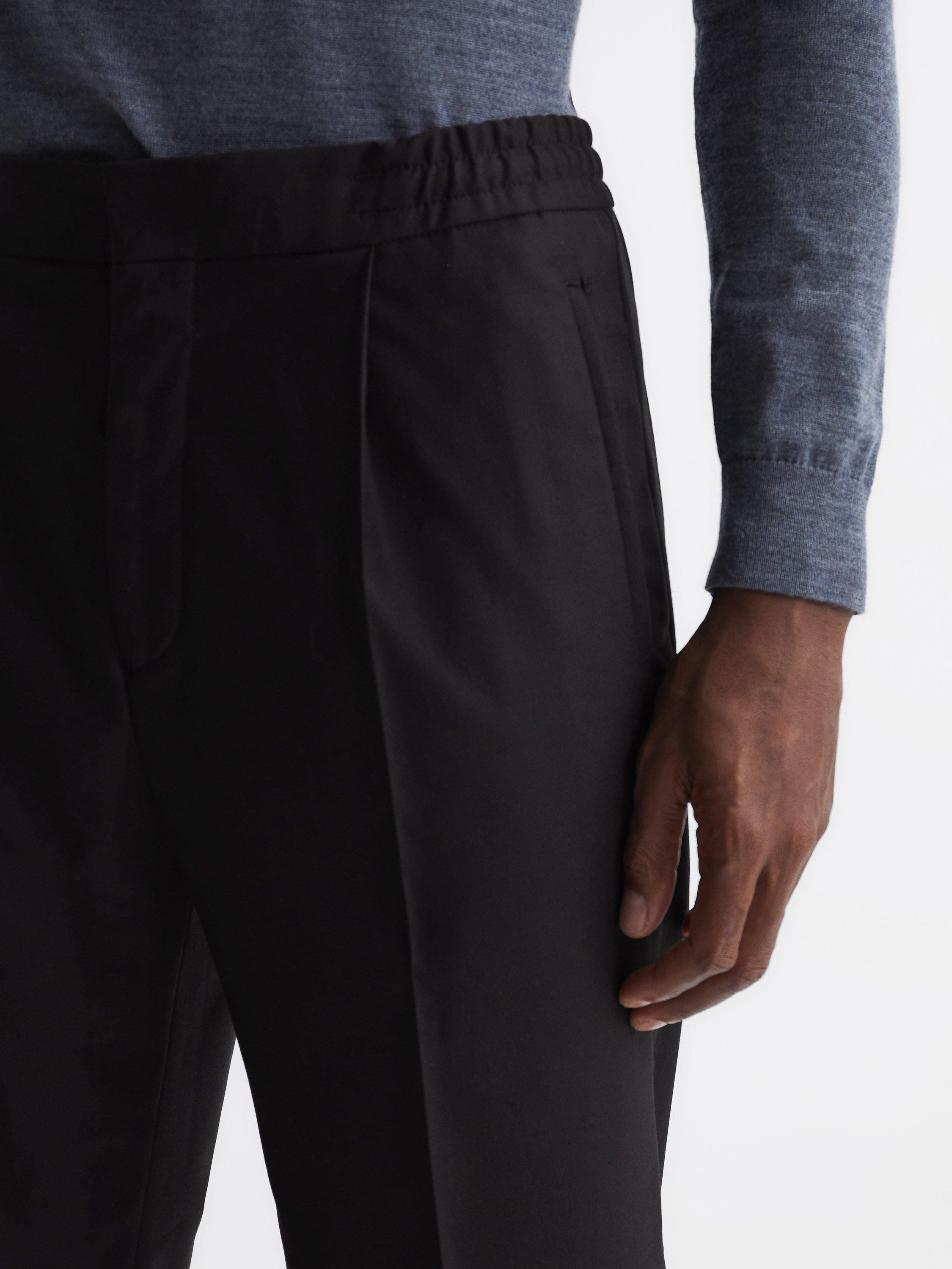 Product image 5 of 5, which shows Reiss Brighton Pleated Slim Trousers, Black, 36R