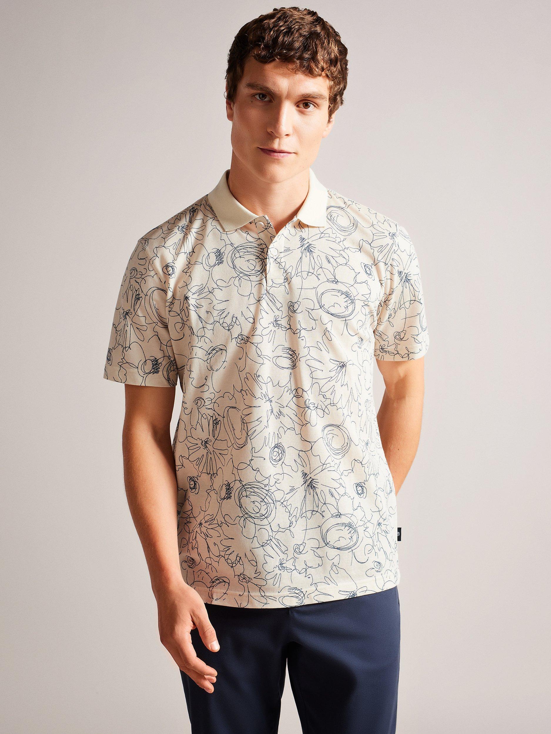 Ted Baker Holler Short Sleeve Polo Top, Natural
