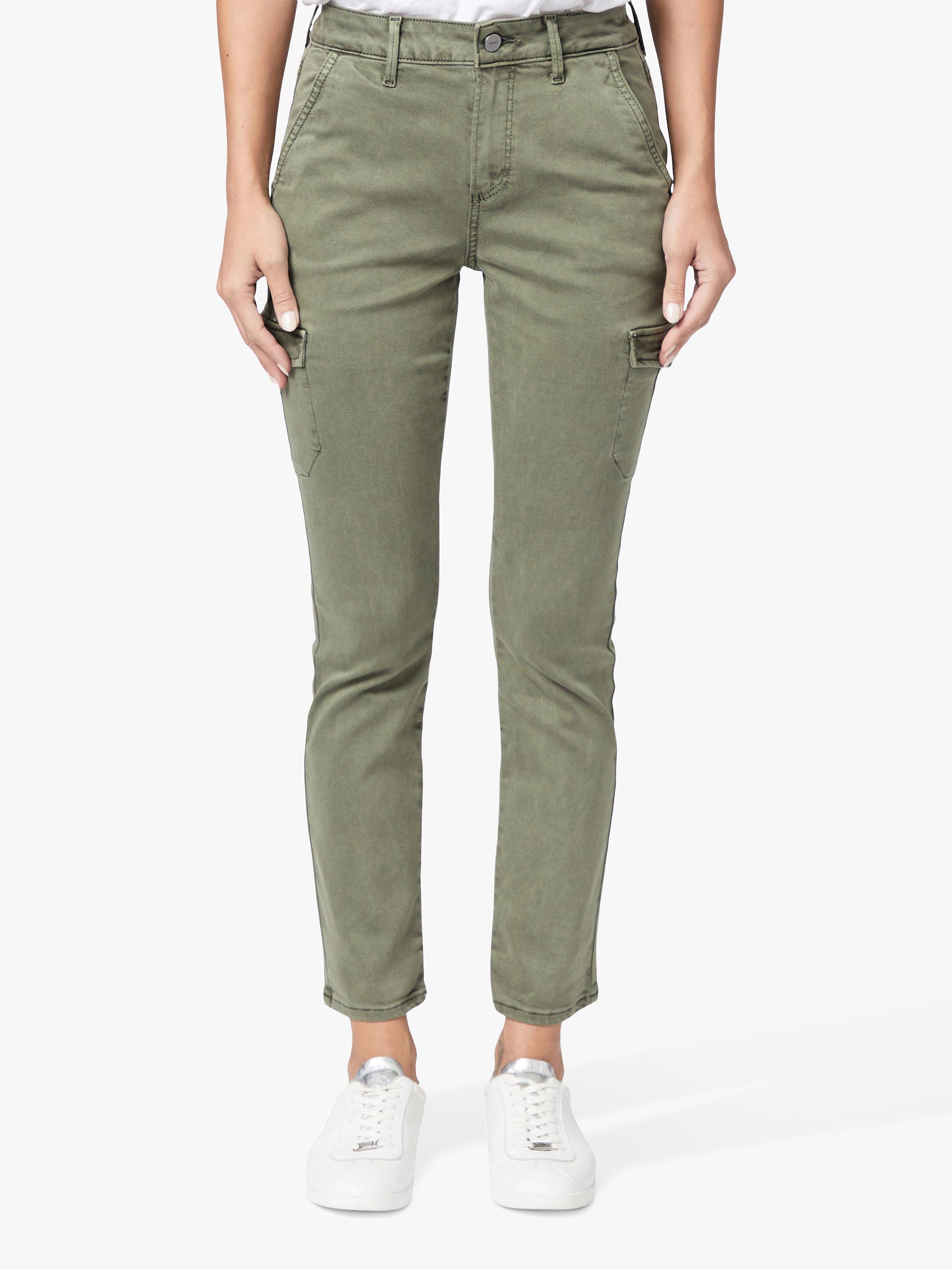 PAIGE Jolie Plain Utility Cropped Trousers, Vintage Ivy Green