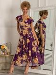 Jolie Moi Piper Floral Print Maxi Dress, Dark Purple