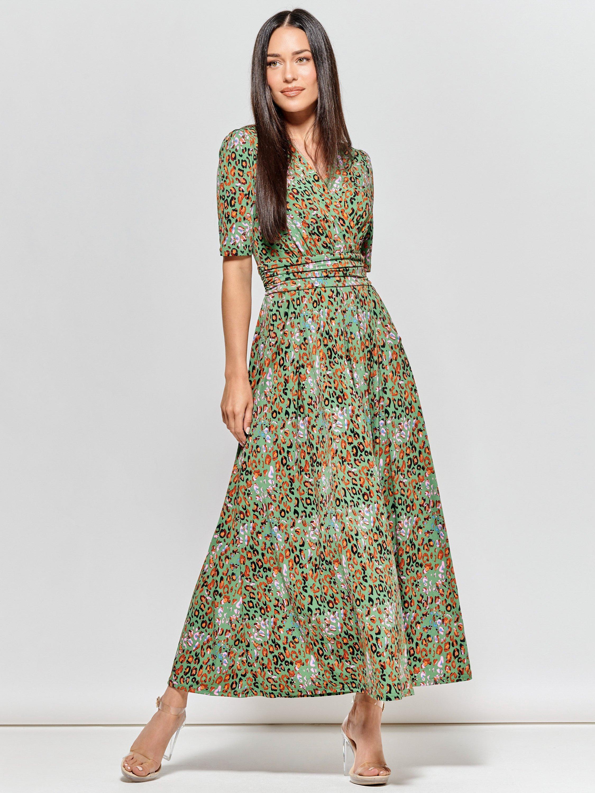 Jolie Moi Saniya Leopard Print Maxi Dress, Green