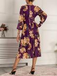 Jolie Moi Maaike Floral Print Long Sleeve Midi Dress, Purple