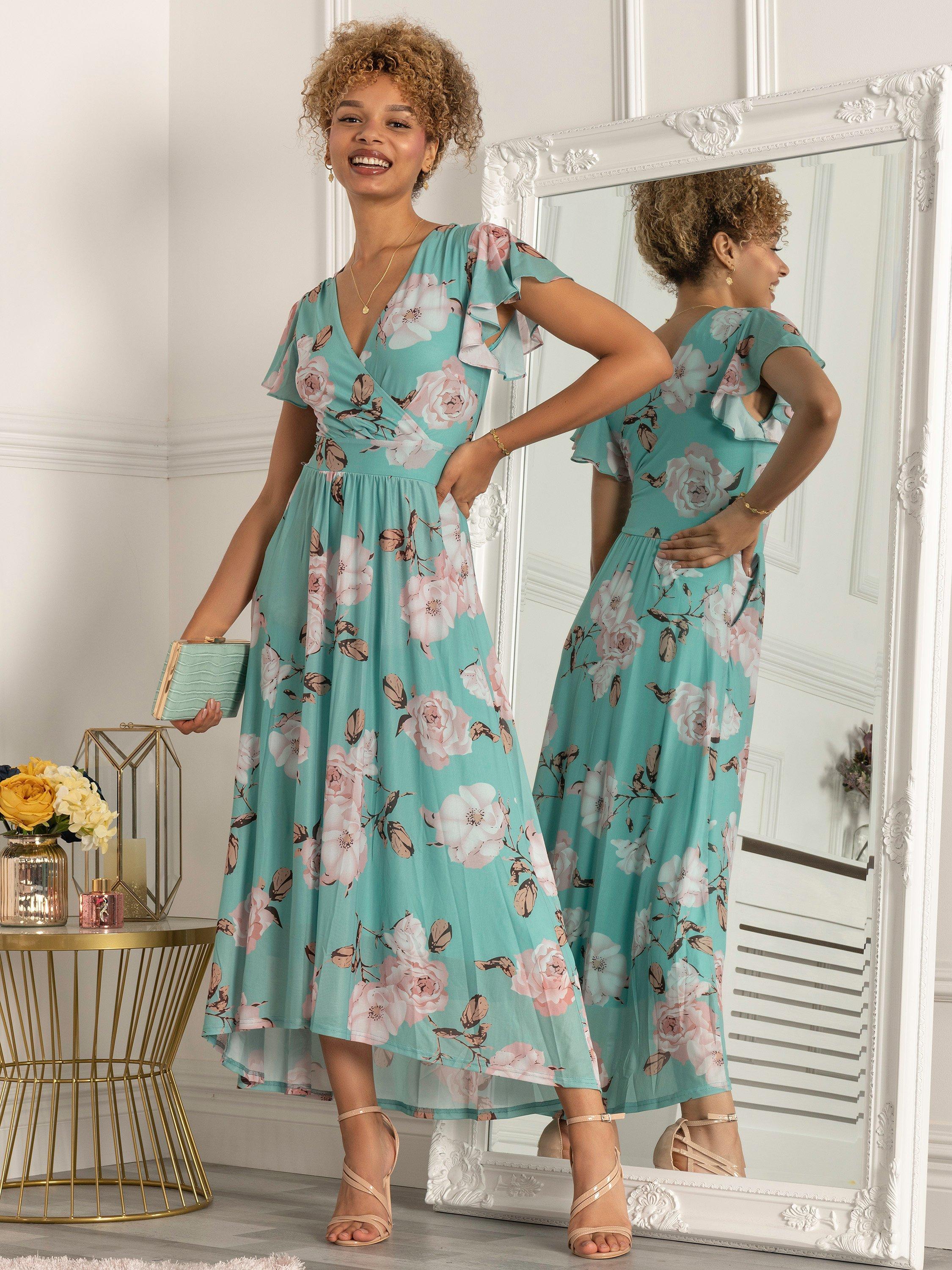 Jolie Moi Piper Floral Print Maxi Dress, Green