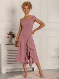 Jolie Moi Desiree Flared Ruffle Midi Dress, Mauve