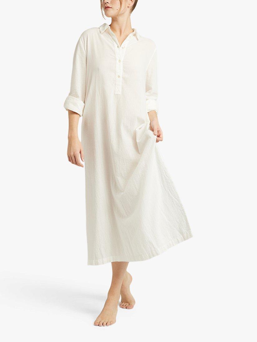 Product image 1 of 6, which shows Nudea Organic Cotton Maxi Nightdress, White, XXL