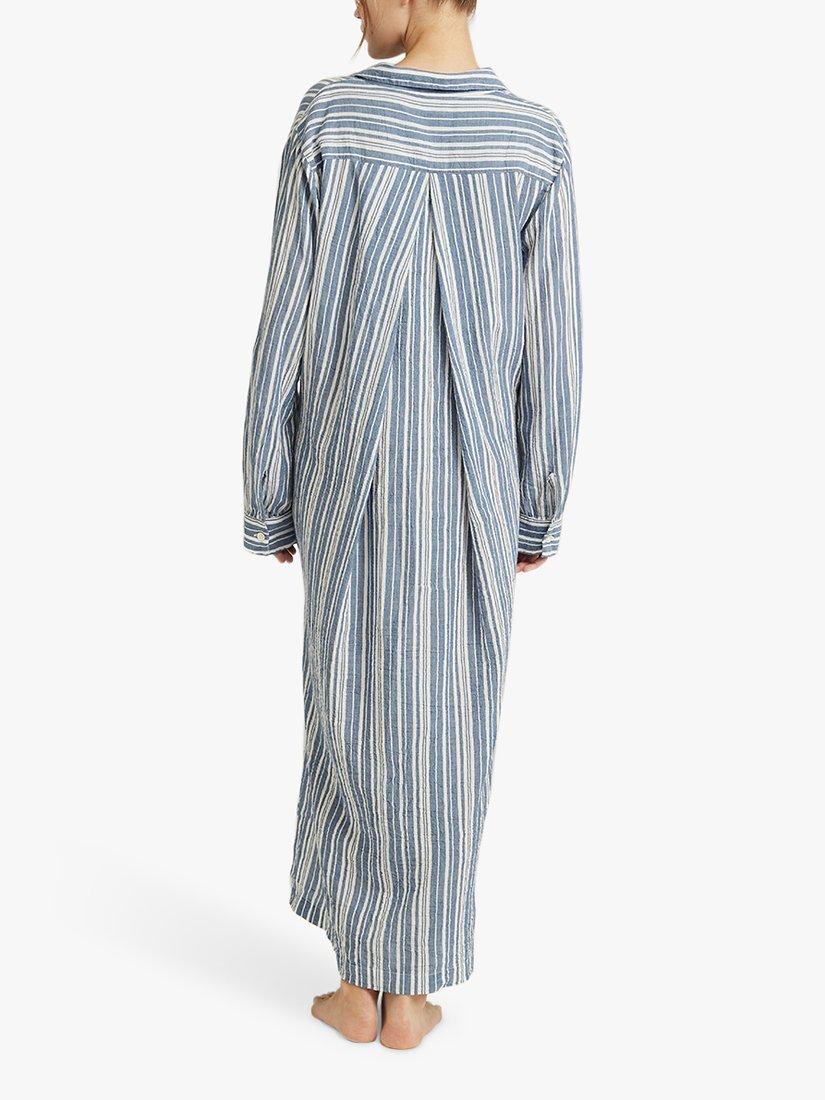 Product image 5 of 6, which shows Nudea Organic Cotton Maxi Nightdress, White/Navy, XXL