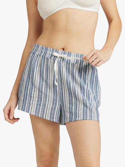 Nudea Boxer Pyjama Shorts, White/Navy