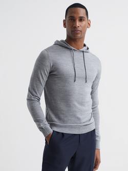 Reiss Holland Merino Wool Hoodie, Soft Grey