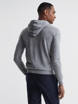 Reiss Holland Merino Wool Hoodie - view 2, Soft Grey