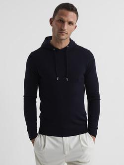 Reiss Holland Merino Wool Hoodie, Navy