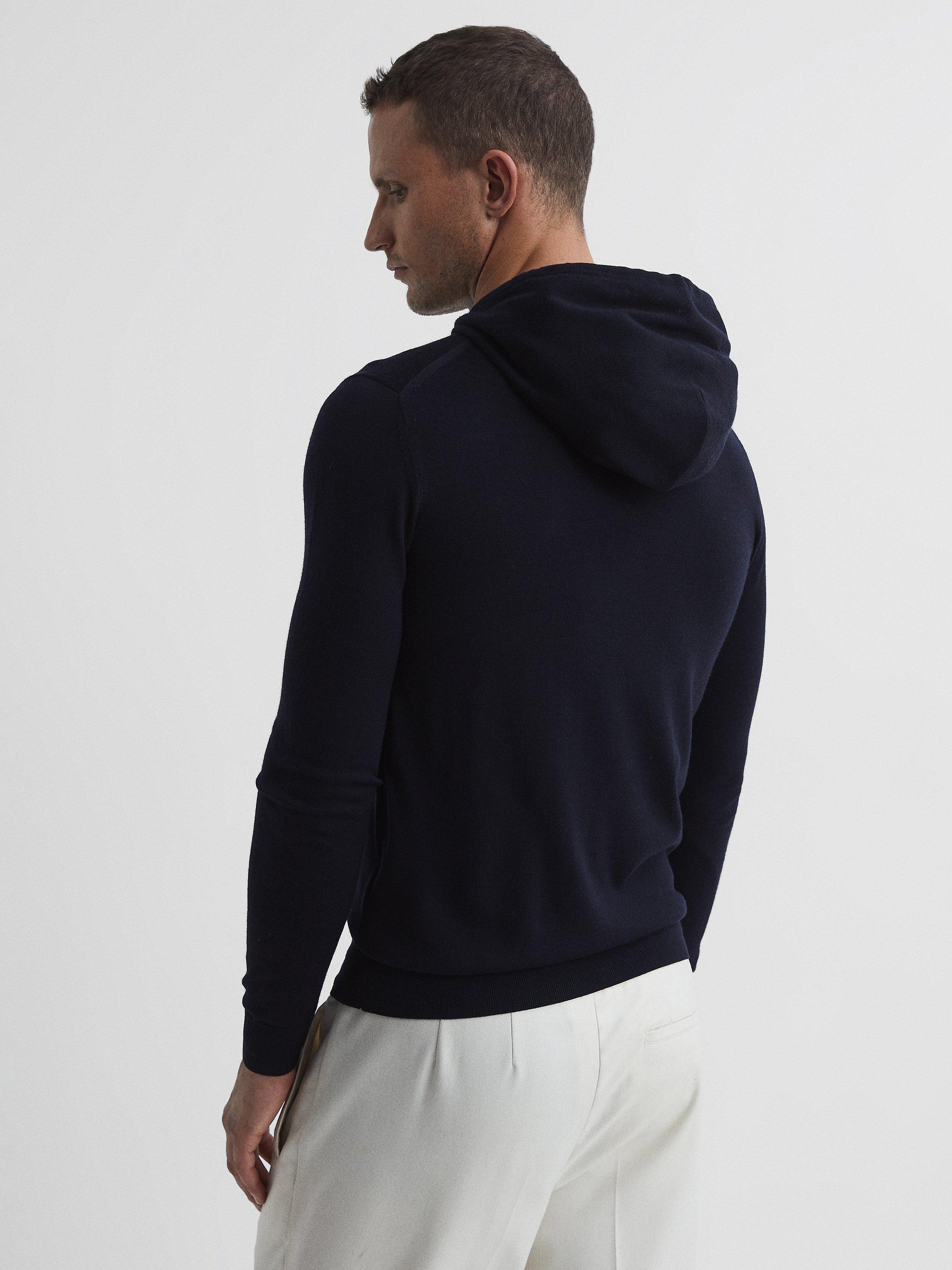 Reiss Holland Merino Wool Hoodie, Navy, XS