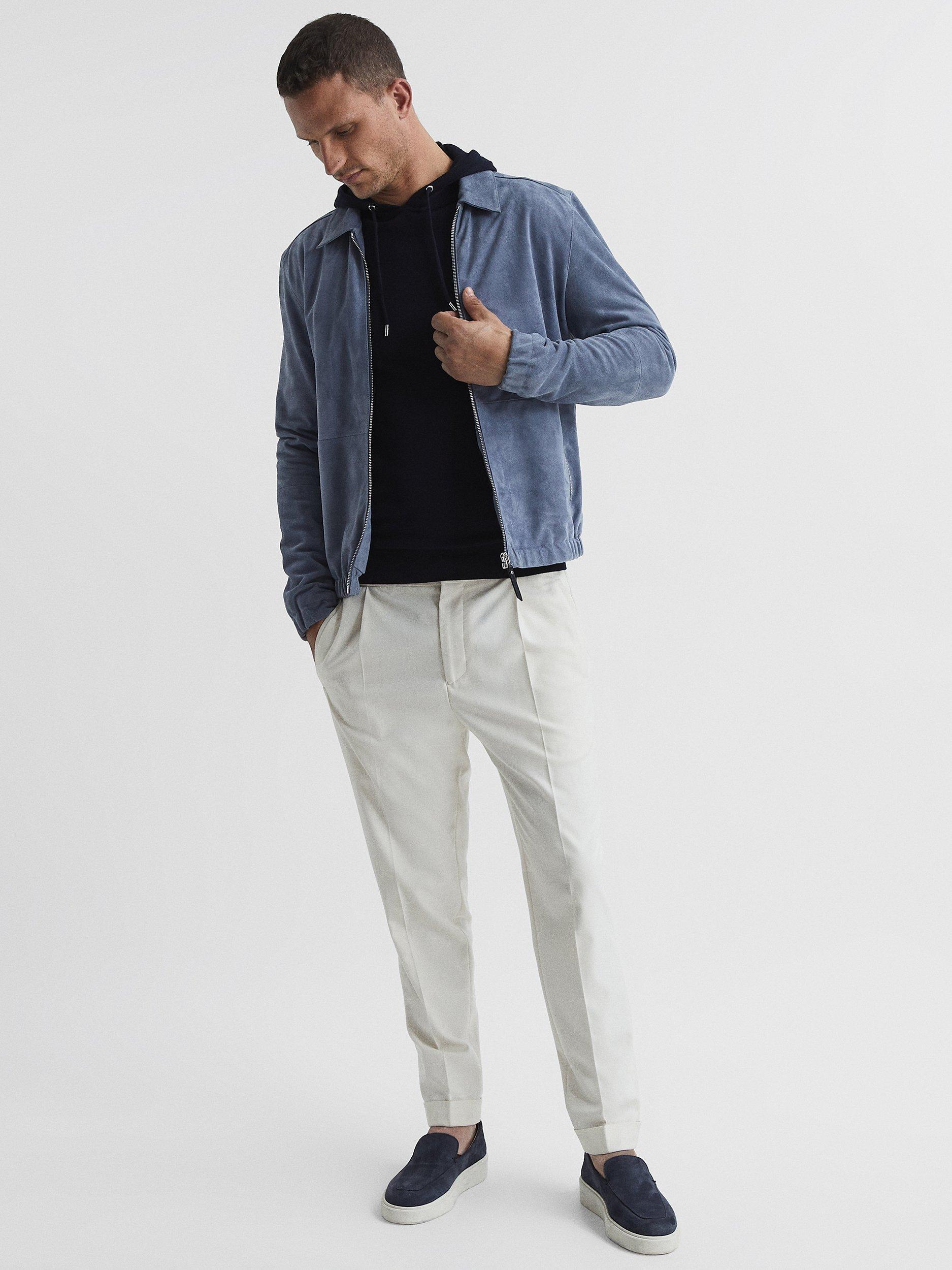Product image 4 of 5, which shows Reiss Holland Merino Wool Hoodie, Navy, XS