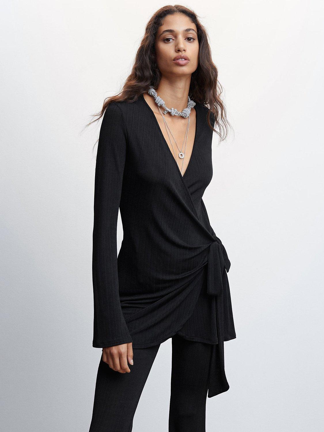 Mango Bilma Wrap Cardigan, Black