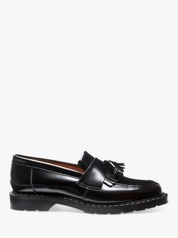 Solovair Tassle Leather Loafers, Black Hi Shine