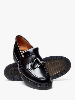 Solovair Tassle Leather Loafers - view 2, Black Hi Shine
