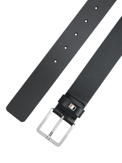 BOSS Flag Buckle Leather Belt - view 2, Black