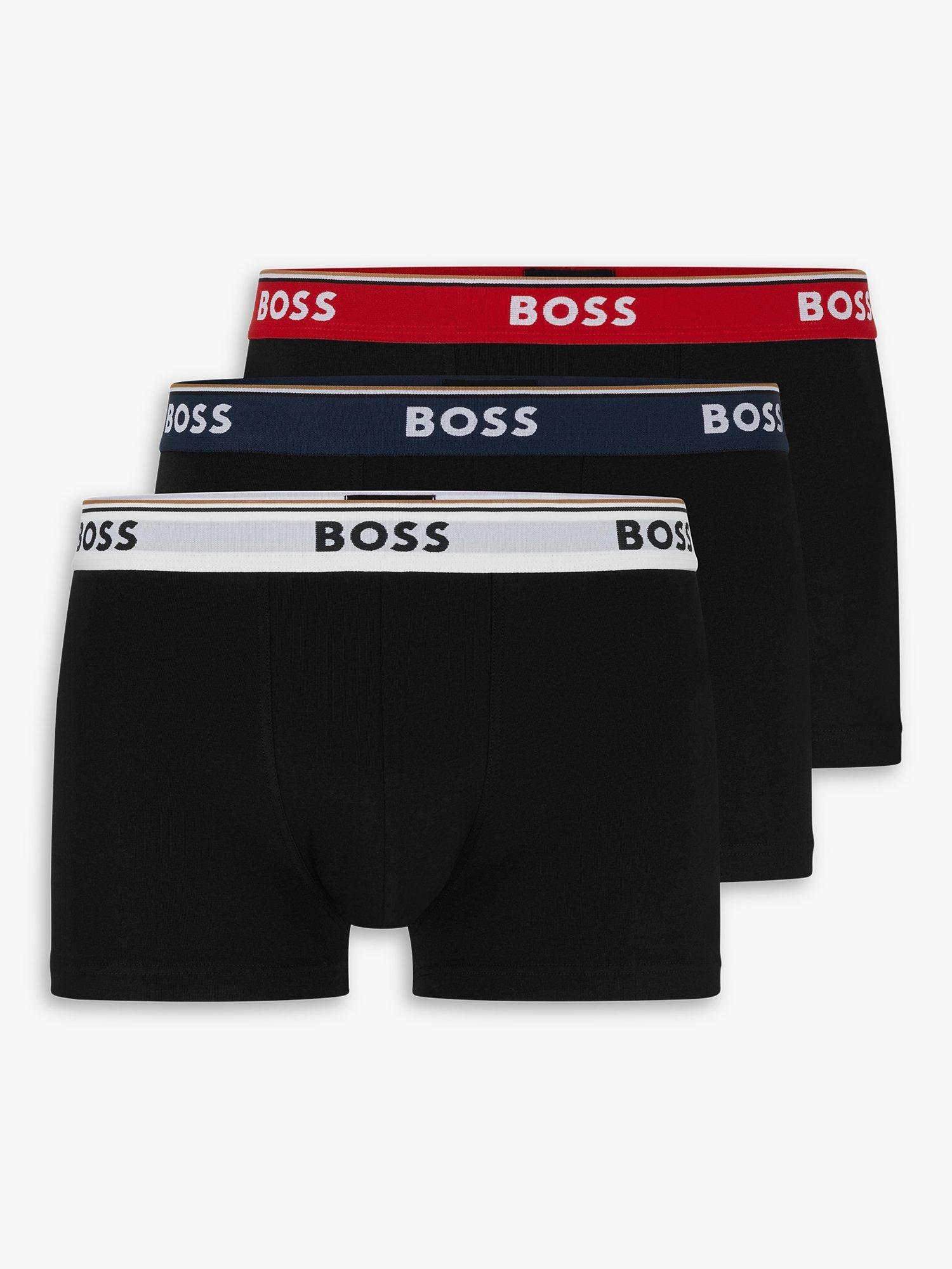 BOSS Power Cotton Logo Waistband Trunks, Pack of 3, Open Black/Miscellaneous