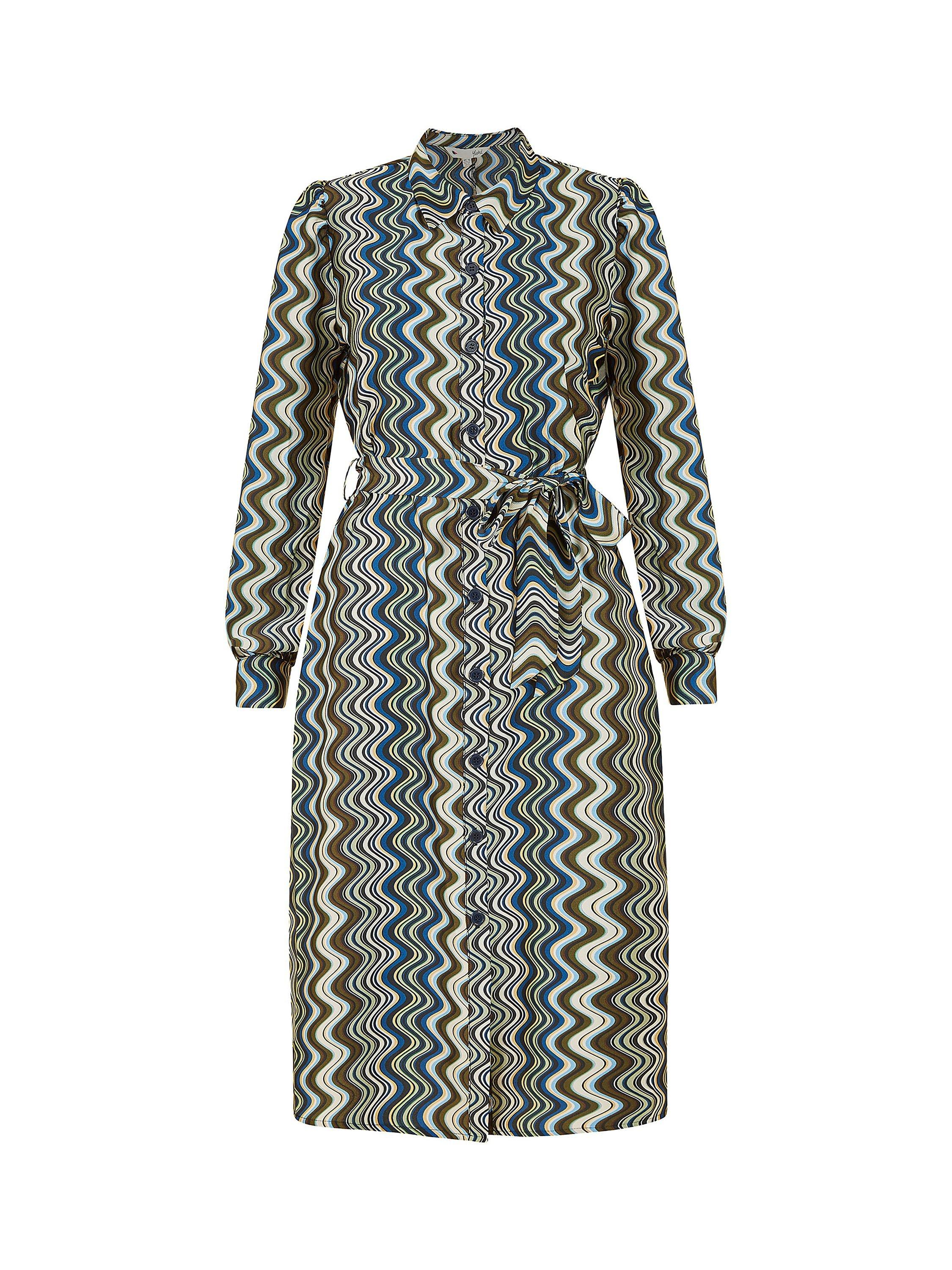 Product image 4 of 4, which shows Yumi Abstract Stripes Shirt Midi Dress, Multi, 8