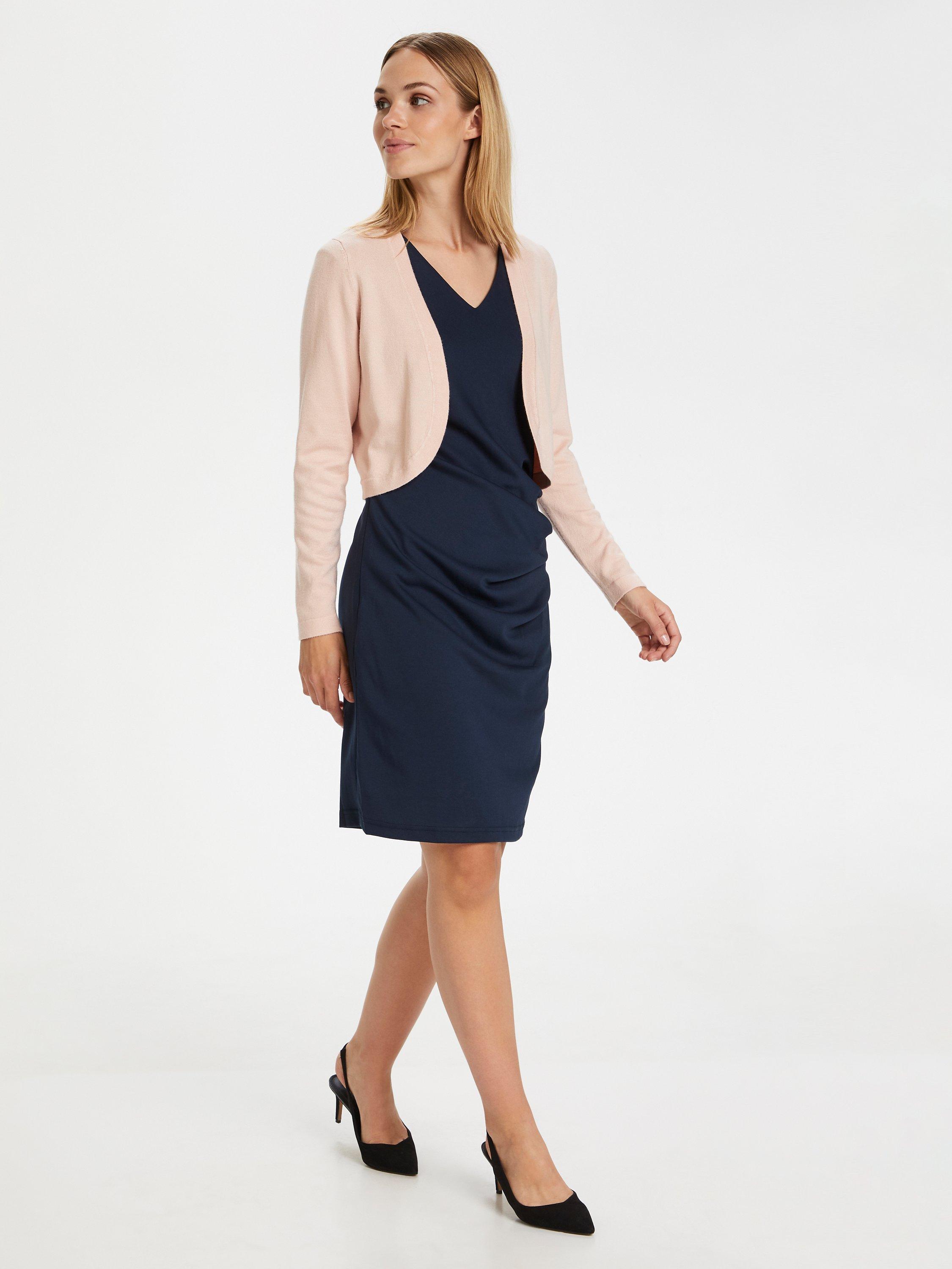 Product image 4 of 8, which shows KAFFE Astrid Short Bolero Cardigan, Peach Whip, XS