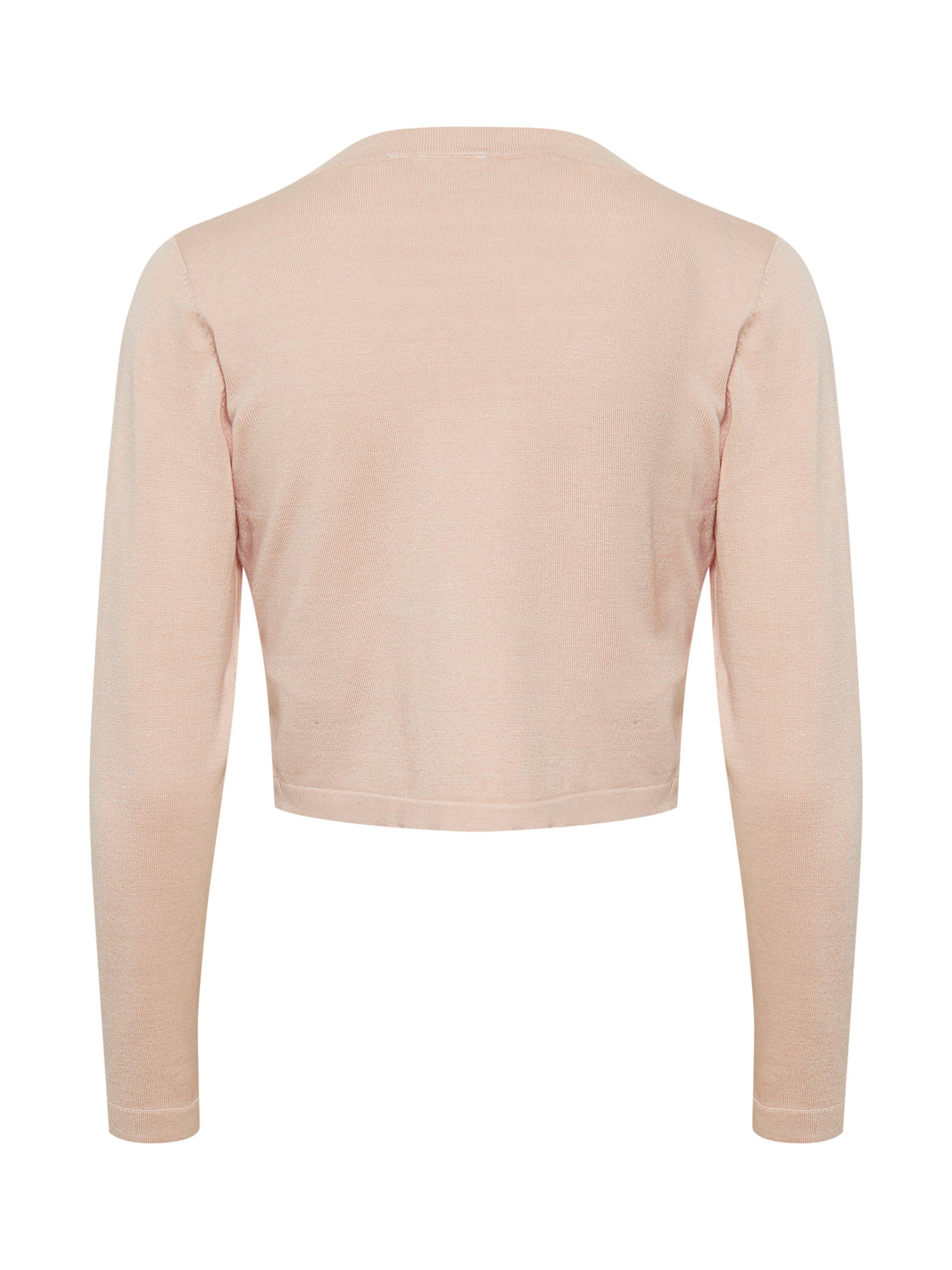 Product image 7 of 8, which shows KAFFE Astrid Short Bolero Cardigan, Peach Whip, XS