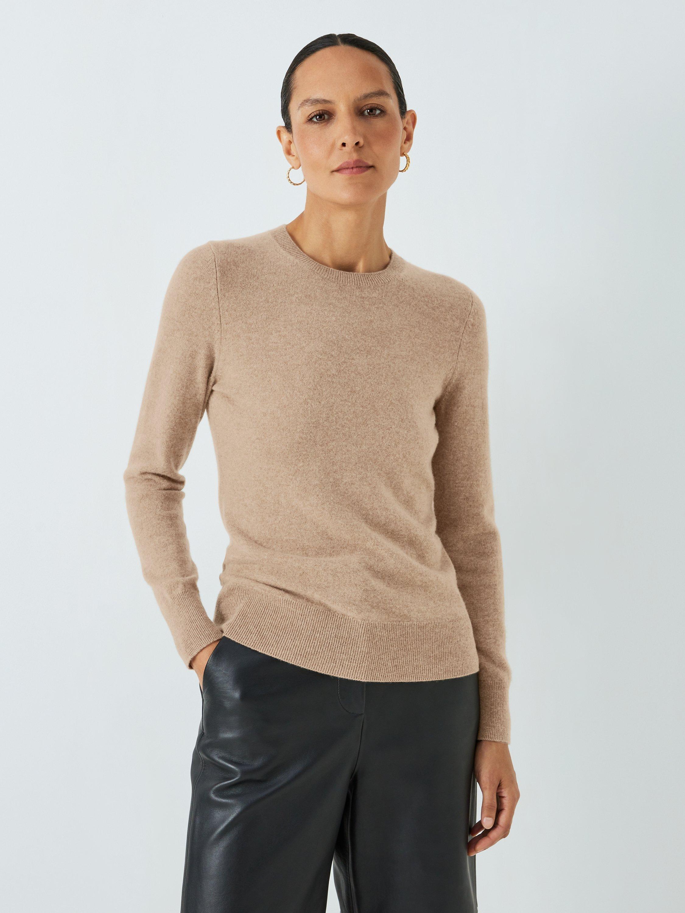 John Lewis Cashmere Crew Neck Jumper, Beige, 8