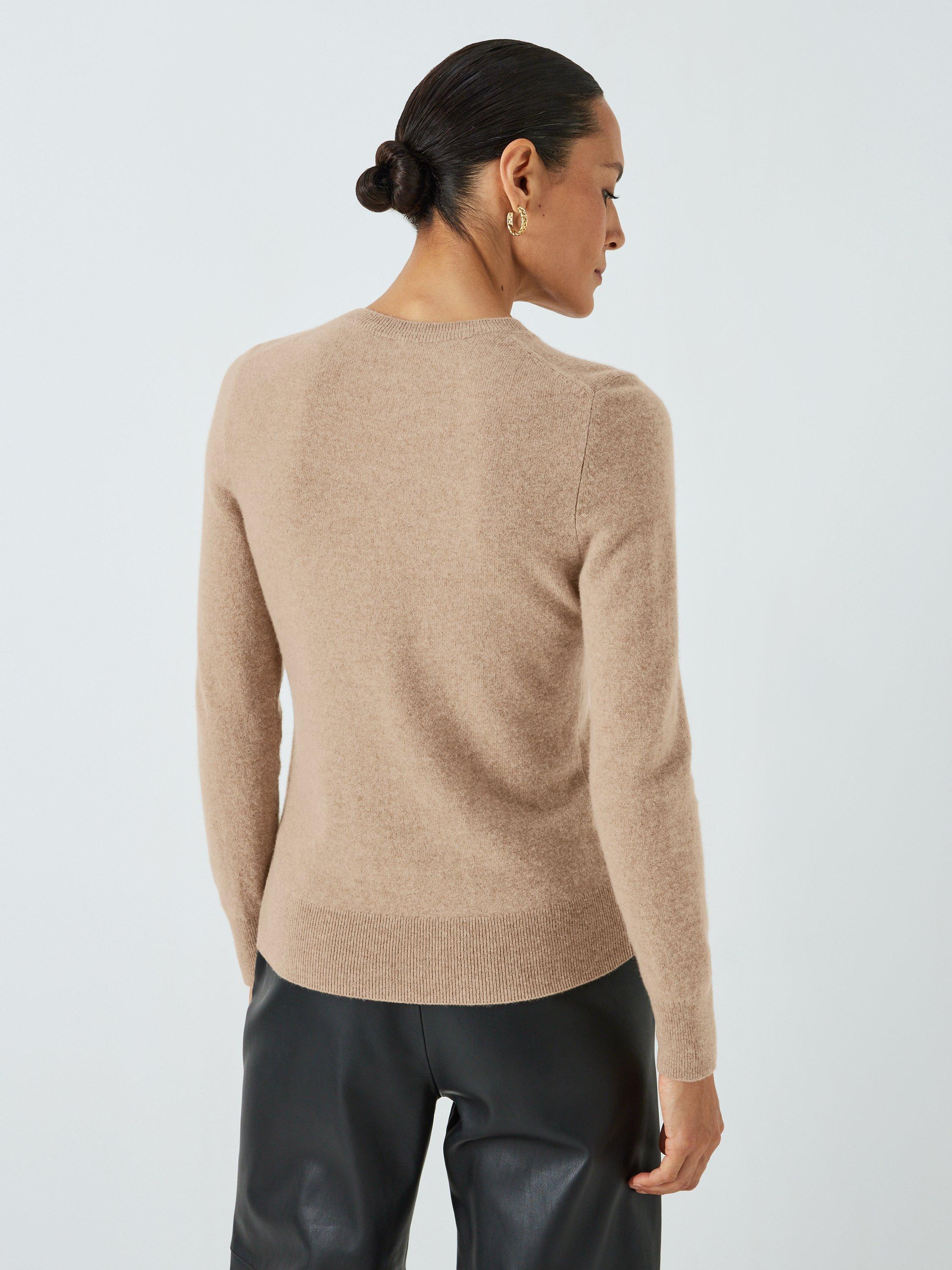 John Lewis Cashmere Crew Neck Jumper, Beige, 8